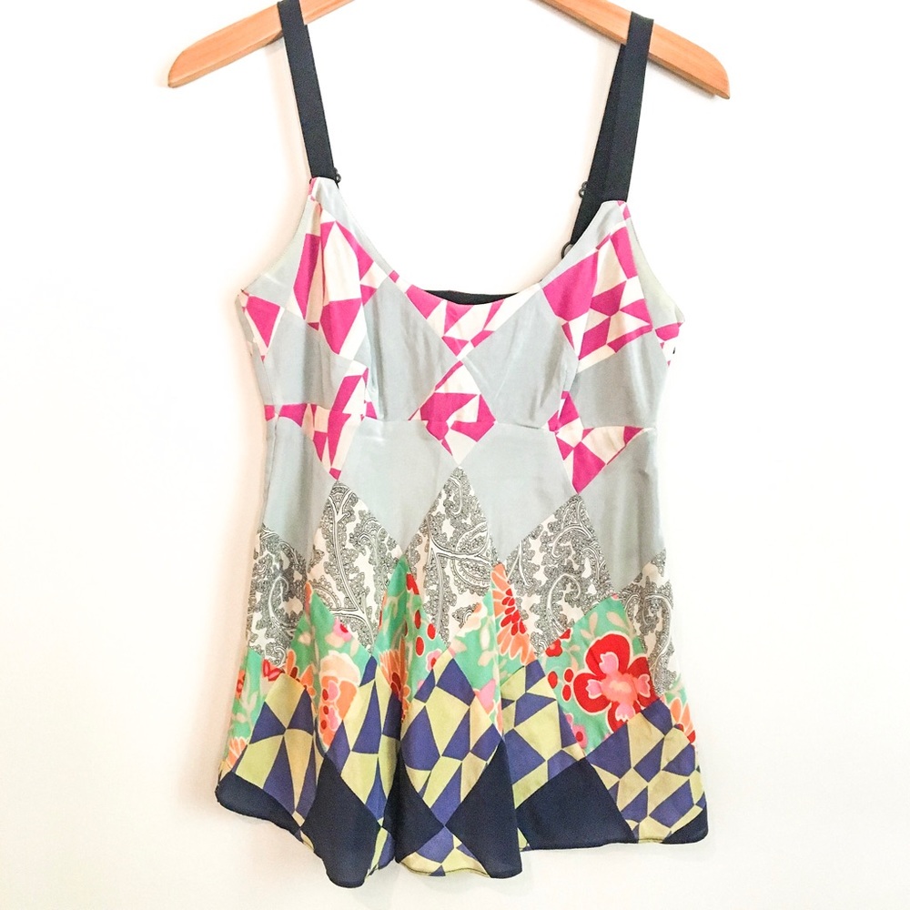 ANTHROPOLOGIE Silk Patchwork Top